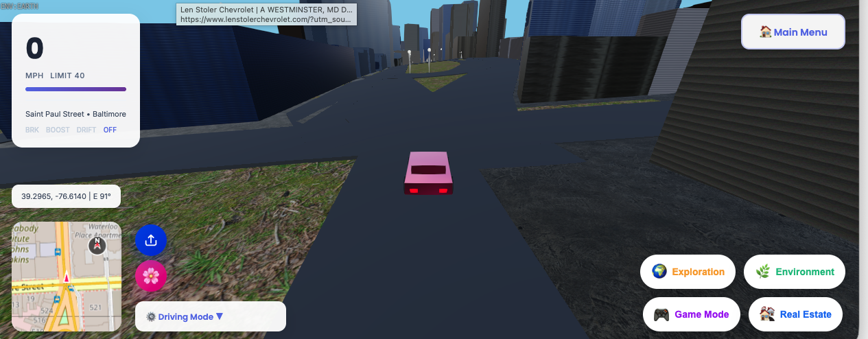 Driving through Baltimore streets