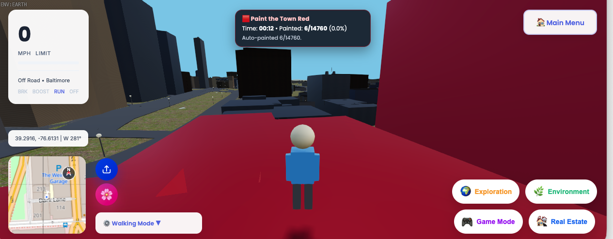 Paint the Town Red rooftop challenge in progress